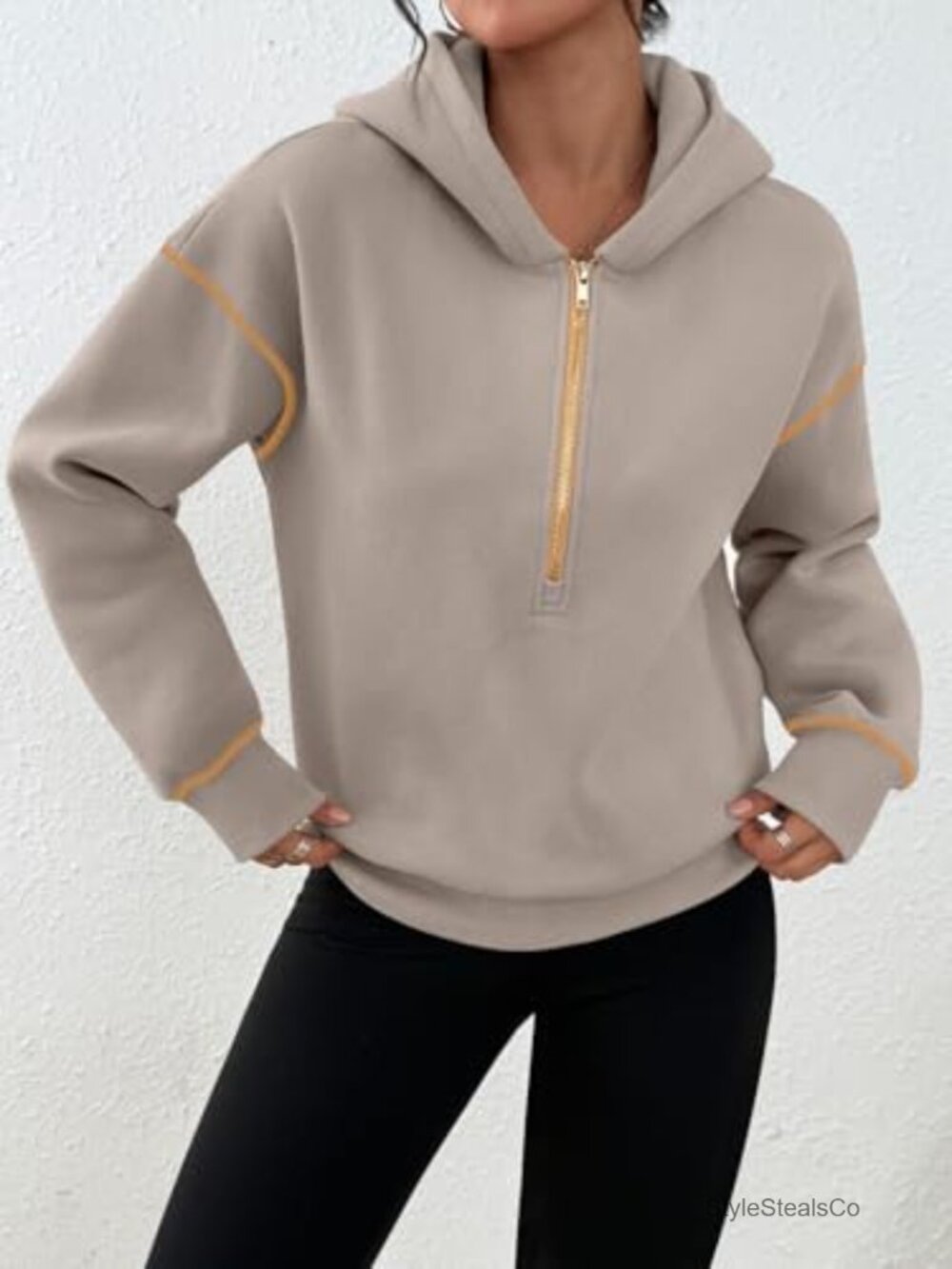 Half Zip Pullover Cropped Hoodie Y2k Cute Sweatshirt Women - Picture 5 of 6